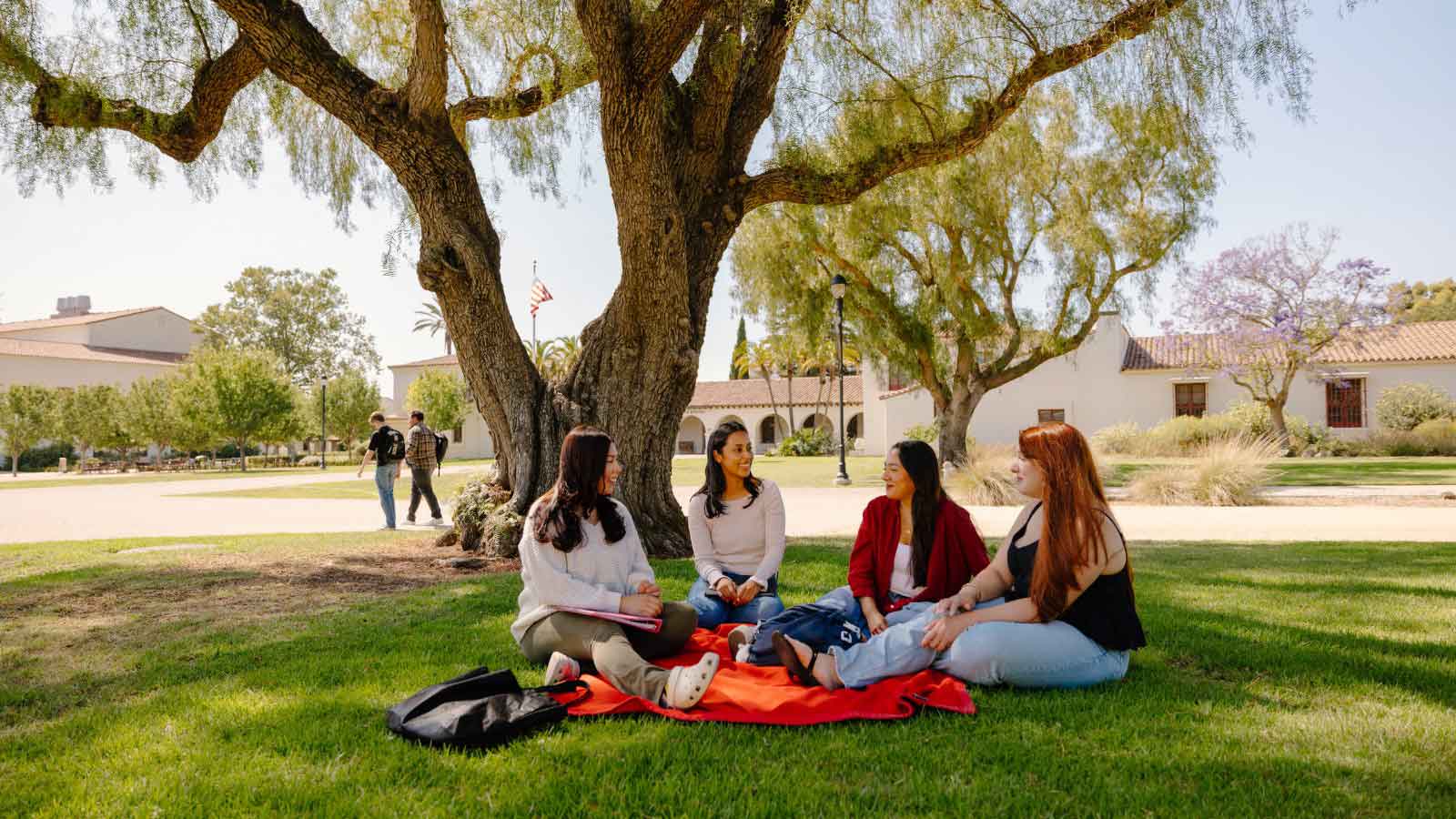 Students under tree