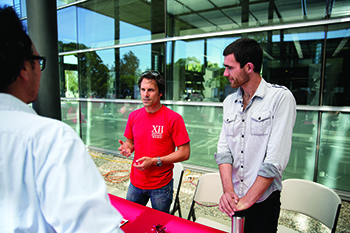 Martin Loeffler and Steven Jordan spread the word about CISB at various campus events