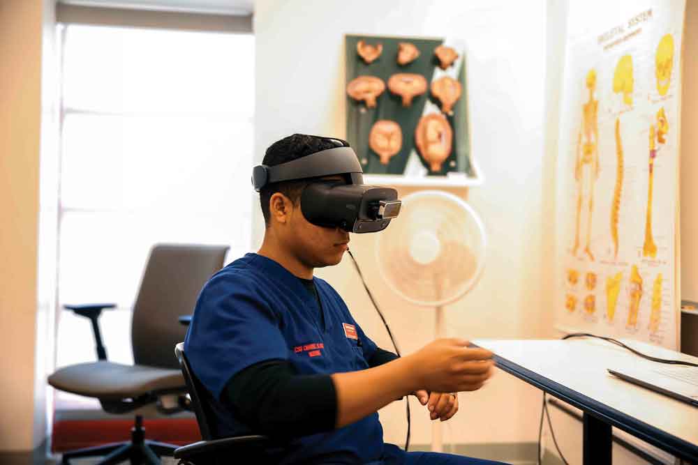 A nurse encounters a virtual patient in VR