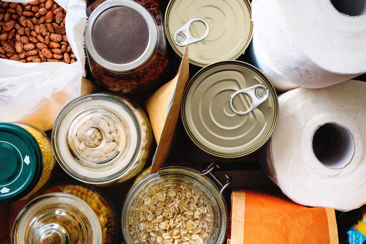 Cans and groceries
